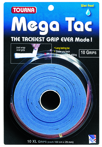 Tourna Grip Mega Tac es un nuevo sobregrip formulado para evitar el resbalamiento y el desgaste del grip. Tiene una gran duración y su diseño exclusivo se adhiere a la mano para un mayor control y precisión.
